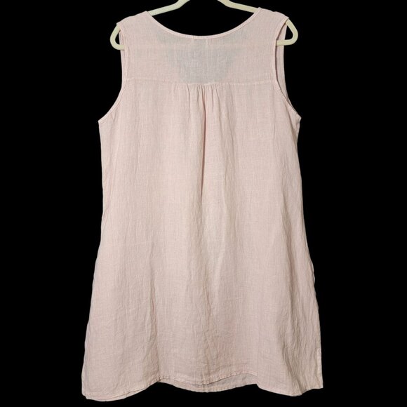 JS Millenium Womens Pink Linen Boho Beachy Lagenlook Shift Dress Pockets Medium - Picture 4 of 8
